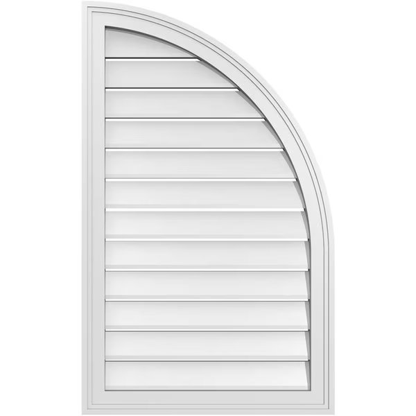 Quarter Round Top Right Surface Mount PVC Gable Vent w/ 2